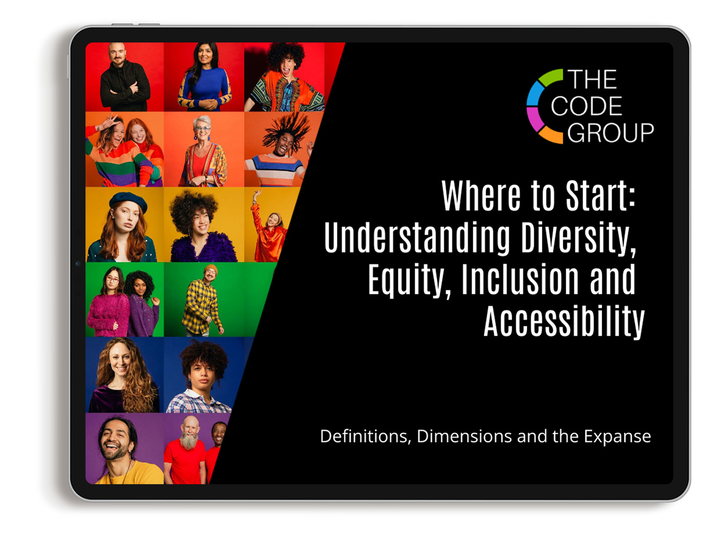 Courses iPad Mockup - The CODE Group - Business Consulting, Coaching, and Courses for Diversity, Equity, Inclusion, and Accessibility (DEIA) in the Workplace
